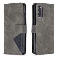 Leather Case Stands Flip Cover Holder B08F for Samsung Galaxy S20 5G Gray