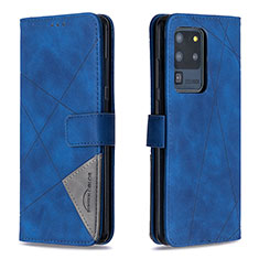 Leather Case Stands Flip Cover Holder B08F for Samsung Galaxy S20 Ultra 5G Blue