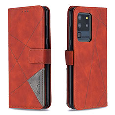 Leather Case Stands Flip Cover Holder B08F for Samsung Galaxy S20 Ultra 5G Orange