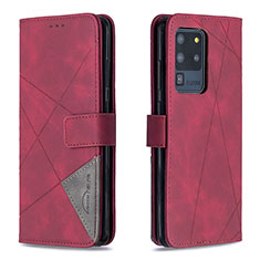 Leather Case Stands Flip Cover Holder B08F for Samsung Galaxy S20 Ultra 5G Red