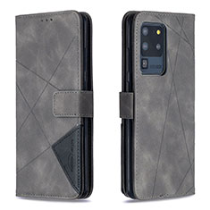 Leather Case Stands Flip Cover Holder B08F for Samsung Galaxy S20 Ultra Gray