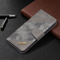 Leather Case Stands Flip Cover Holder B08F for Samsung Galaxy S21 5G Gray