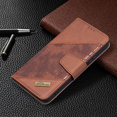 Leather Case Stands Flip Cover Holder B08F for Samsung Galaxy S21 Plus 5G Brown