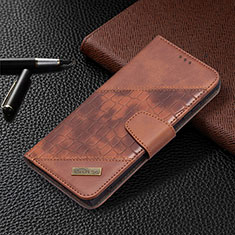 Leather Case Stands Flip Cover Holder B08F for Samsung Galaxy S21 Ultra 5G Brown