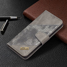 Leather Case Stands Flip Cover Holder B08F for Samsung Galaxy S21 Ultra 5G Gray