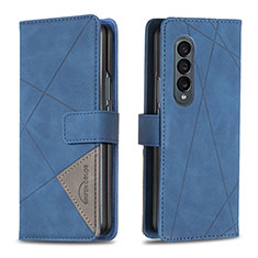 Leather Case Stands Flip Cover Holder B08F for Samsung Galaxy Z Fold3 5G Blue