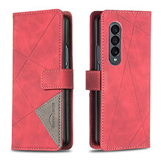 Leather Case Stands Flip Cover Holder B08F for Samsung Galaxy Z Fold3 5G Red