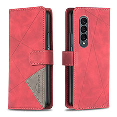 Leather Case Stands Flip Cover Holder B08F for Samsung Galaxy Z Fold4 5G Red
