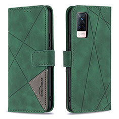 Leather Case Stands Flip Cover Holder B08F for Vivo V21 5G Green