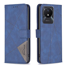 Leather Case Stands Flip Cover Holder B08F for Vivo Y02 Blue