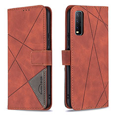 Leather Case Stands Flip Cover Holder B08F for Vivo Y20 Orange