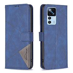 Leather Case Stands Flip Cover Holder B08F for Xiaomi Mi 12T 5G Blue