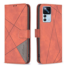 Leather Case Stands Flip Cover Holder B08F for Xiaomi Mi 12T Pro 5G Orange