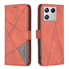 Leather Case Stands Flip Cover Holder B08F for Xiaomi Mi 13 5G Orange