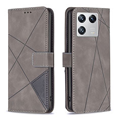 Leather Case Stands Flip Cover Holder B08F for Xiaomi Mi 13 Pro 5G Gray