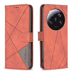 Leather Case Stands Flip Cover Holder B08F for Xiaomi Mi 13 Ultra 5G Orange