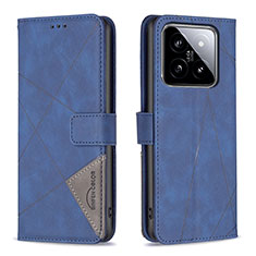 Leather Case Stands Flip Cover Holder B08F for Xiaomi Mi 14 5G Blue