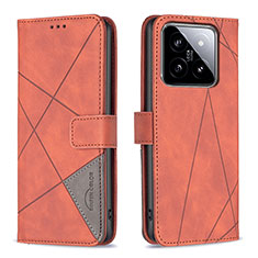 Leather Case Stands Flip Cover Holder B08F for Xiaomi Mi 14 5G Orange