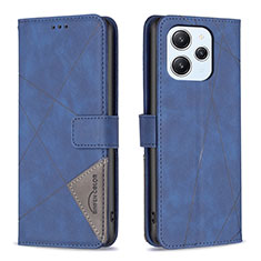 Leather Case Stands Flip Cover Holder B08F for Xiaomi Redmi 12 4G Blue
