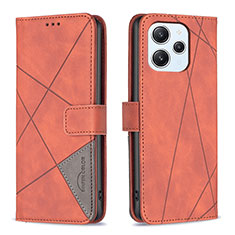Leather Case Stands Flip Cover Holder B08F for Xiaomi Redmi 12 4G Orange