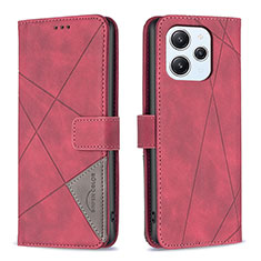 Leather Case Stands Flip Cover Holder B08F for Xiaomi Redmi 12 4G Red