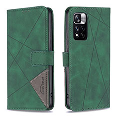 Leather Case Stands Flip Cover Holder B08F for Xiaomi Redmi Note 11 Pro+ Plus 5G Green