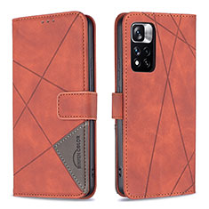 Leather Case Stands Flip Cover Holder B08F for Xiaomi Redmi Note 11 Pro+ Plus 5G Orange