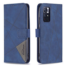 Leather Case Stands Flip Cover Holder B08F for Xiaomi Redmi Note 11S 5G Blue