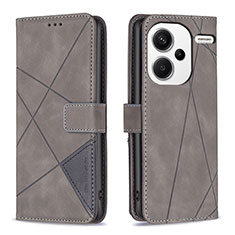 Leather Case Stands Flip Cover Holder B08F for Xiaomi Redmi Note 13 Pro+ Plus 5G Gray