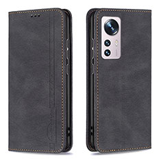 Leather Case Stands Flip Cover Holder B09F for Xiaomi Mi 12 5G Black
