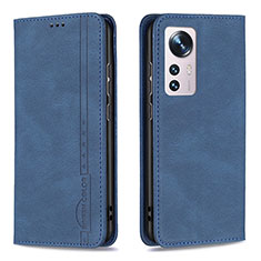 Leather Case Stands Flip Cover Holder B09F for Xiaomi Mi 12 5G Blue