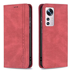 Leather Case Stands Flip Cover Holder B09F for Xiaomi Mi 12 5G Red