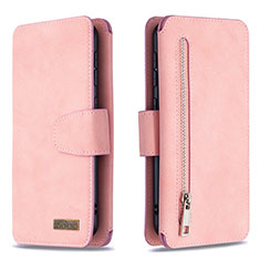 Leather Case Stands Flip Cover Holder B10F for Samsung Galaxy A10 Pink
