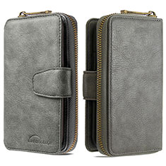 Leather Case Stands Flip Cover Holder B10F for Samsung Galaxy M80S Gray