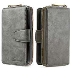 Leather Case Stands Flip Cover Holder B10F for Samsung Galaxy S20 Gray