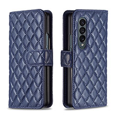 Leather Case Stands Flip Cover Holder B10F for Samsung Galaxy Z Fold3 5G Blue