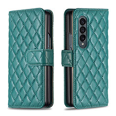 Leather Case Stands Flip Cover Holder B10F for Samsung Galaxy Z Fold3 5G Green
