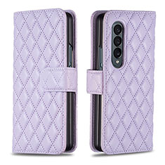 Leather Case Stands Flip Cover Holder B10F for Samsung Galaxy Z Fold3 5G Purple