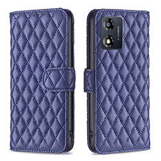 Leather Case Stands Flip Cover Holder B11F for Motorola Moto E13 Blue