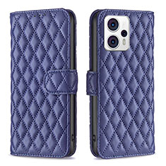 Leather Case Stands Flip Cover Holder B11F for Motorola Moto G23 Blue