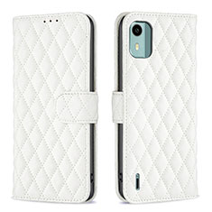 Leather Case Stands Flip Cover Holder B11F for Nokia C12 White