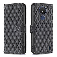 Leather Case Stands Flip Cover Holder B11F for Nokia C21 Black