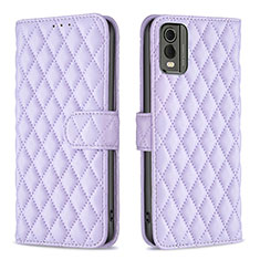 Leather Case Stands Flip Cover Holder B11F for Nokia C210 Purple
