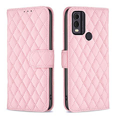 Leather Case Stands Flip Cover Holder B11F for Nokia C22 Rose Gold