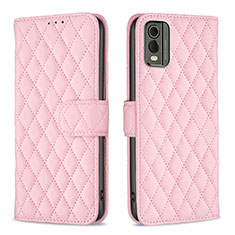 Leather Case Stands Flip Cover Holder B11F for Nokia C32 Rose Gold
