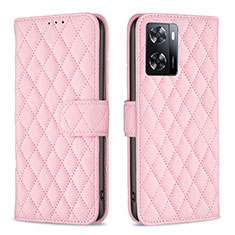Leather Case Stands Flip Cover Holder B11F for Oppo A57 4G Rose Gold