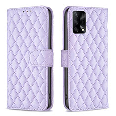 Leather Case Stands Flip Cover Holder B11F for Oppo A74 4G Purple