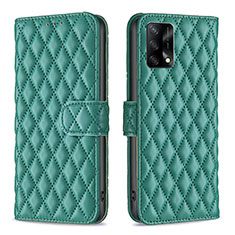 Leather Case Stands Flip Cover Holder B11F for Oppo A95 4G Green