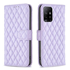 Leather Case Stands Flip Cover Holder B11F for Oppo F19 Pro+ Plus 5G Purple