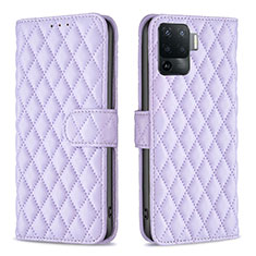 Leather Case Stands Flip Cover Holder B11F for Oppo F19 Pro Purple